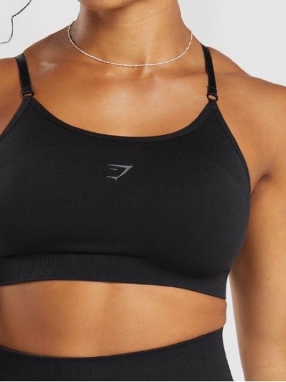 NWT Gymshark Flex Strappy Sports Bra Black Charcoal Size Small Seamless.